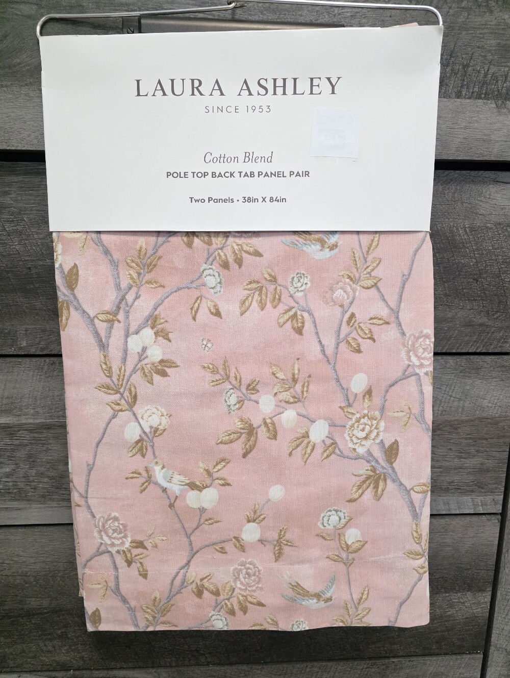 Laura Ashley Pink Bird Floral Window Panel Pair of 2 Curtains 38" x 84"